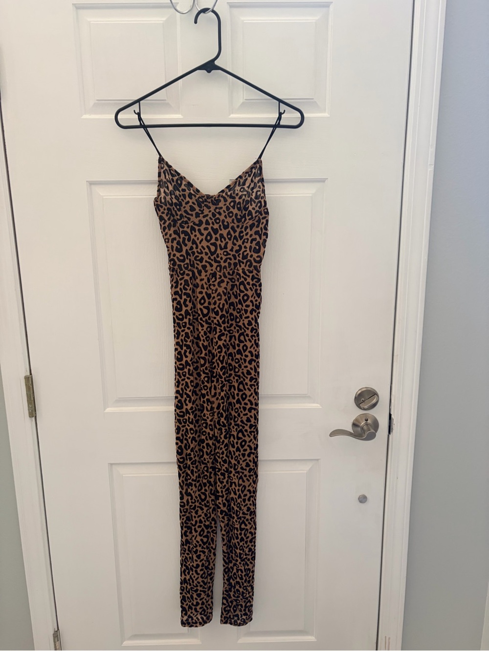 Leopard Print Slip Jumpsuit in Brown